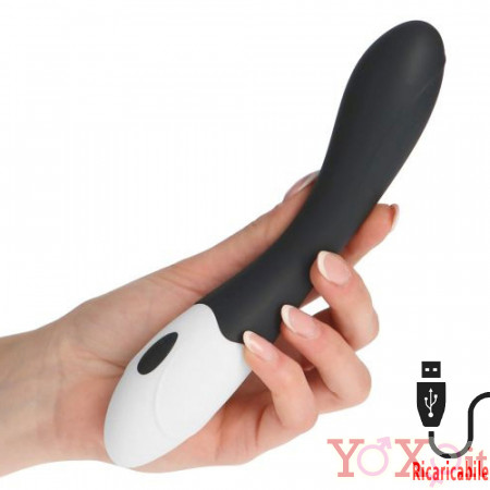 Vibratore in Puro Silicone Nero Ricaricabile USB 20 x 3,2 cm.