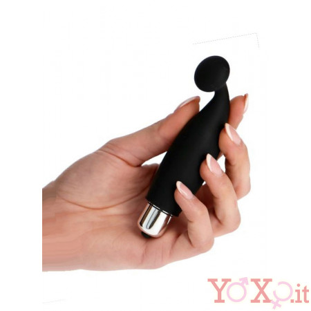 Mini Vibratore Ricurvo in Silicone Nero 11,5 X 2,8 cm.