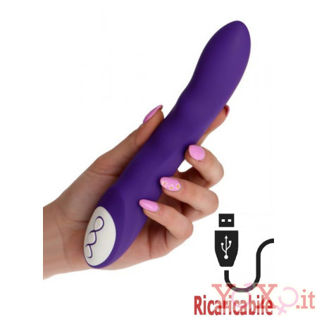 Vibratore in Puro Silicone Viola Ricaricabile USB 21 x 3,5 cm.