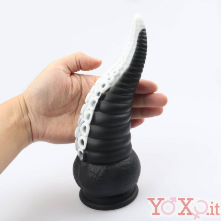 Dildo Tentacolo di Piovra Gigante in Silicone 21,5 x 8 cm. Nero e Bianco