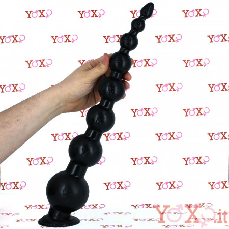 Snake Progress - Gut Snake Dildo Flessibile Progressivo con 8 Bulbi 48 x 8 cm. Nero