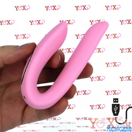 Sync Fun - Vibratore per Coppia 10 x 2,8 cm. in Silicone Rosa Ricaricabile USB