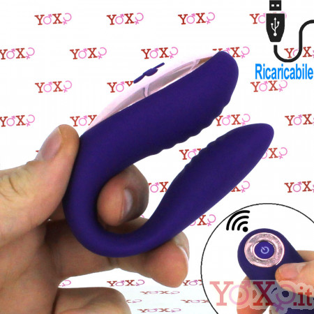 Omaggio Vibratore per Coppia in Puro Silicone Viola Ricaricabile USB con Telecomando Senza Fili