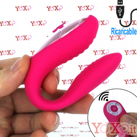 Vibratore per Coppia in Puro Silicone Rosa Ricaricabile USB con Telecomando Senza Fili