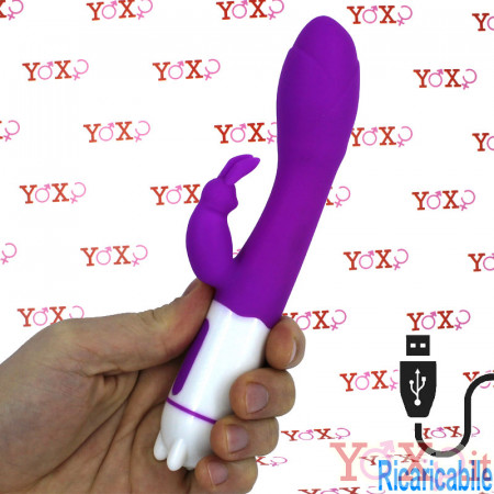 Tonny - Vibratore Rabbit in Silicone con 36 Vibrazioni 20 x 3,5 cm. Ricaricabile con USB Fucsia