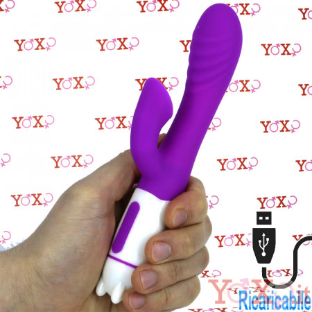 Billy - Vibratore Rabbit in Silicone con 36 Vibrazioni 20 x 3,5 cm. Ricaricabile con USB Fucsia