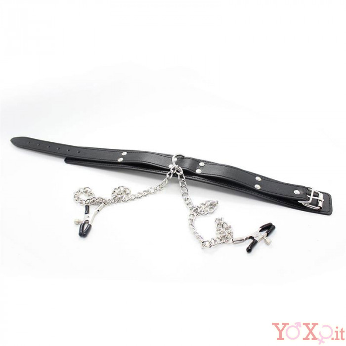 COLLARE SEXY CON CAMPANELLI E CINGHIA REGOLABILE BDSM