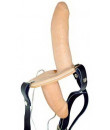 Strap-On Doppio Con 2 Vibratori In Lattice Indossabili Telecomandati 18 x 3,5 e 10 x 3,5 cm.