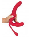 Strap On senza lacci Triple Teaser con Triplo Vibratore, Ricaricabile USB con Telecomando