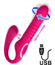 Strap-On Senza Lacci con Spinta, Pulsazione e Vibrazione in Silicone Rosa 