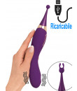Slapping Orgasm Pen - Potente Stimolatore 2 in 1 con 2 Punte in Silicone Intercambiabili Ricaricabile USB Viola