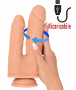 Doppio vibratore realistico rotante in silicone color carne ricaricabile con USB 22,5 x 4,2 e 19,5 x 3,5 cm.