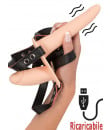 Strap On doppio vibrante per donna in silicone color carne con cintura regolabile 15,7 x 3,8 cm e 8,8 x 3,2 cm.