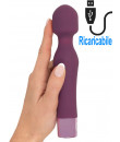 Wand Vibe - Massaggiatore per Clitoride in Silicone 18,4 x 4 cm. Magenta Ricaricabile con USB