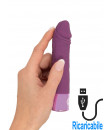 Mini Vibratore Realistico in Silicone Ricaricabile USB 14,3 x 3 cm. Violetto