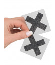 Copri capezzoli adesivi a forma di X colore nero con glitter