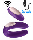 Satisfyer Double Plus Remote Vibratore per Coppia in Puro Silicone Ricaricabile USB con Telecomando