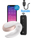 Satisfyer Double Love Vibratore per Coppia in Silicone con Telecomando Wireless e APP Ricaricabile USB Bianco