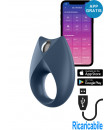 Royal One Anello Fallico Vibrante in Silicone Blu Controllabile da APP Ricaricabile USB