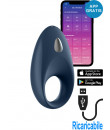 Satisfyer Mighty One Anello Fallico Vibrante in Silicone Blu Controllabile da APP Ricaricabile con USB