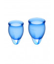 Satisfyer Feel Confident Set di 2 Coppette Mestruali in Silicone di Grado Medicale 15 e 20 ml. Blu