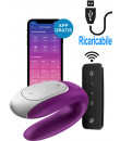 Satisfyer Double Fun Vibratore per Coppia in Silicone con Telecomando Wireless e APP Ricaricabile USB Viola