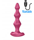 Satisfyer Lolli-Plug 1 Cuneo Anale Vibrante in Silicone 14 x 2,5 cm. Fucsia Ricaricabile USB