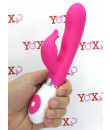 Vibratore rabbit fucsia in silicone con 30 vibrazioni 20,5 x 3,2 cm.