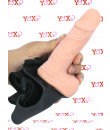 Strap On per Donna e Imbracatura Elastica 14 x 3,5 cm. color Carne