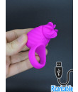Anello fallico in silicone rosa con ruota lecca clitoride ricaricabile USB 3,5 cm.