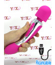 Massaggiatore 2 Motori Ricaricabile USB in Puro Silicone Rosa 23 x 4,5 cm.