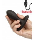 Cuneo Anale da Passeggio in Puro Silicone Nero con Rilievi Ricaricabile USB 8 x 3 cm.