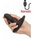 Cuneo Anale da Passeggio in Puro Silicone Nero con Effetto Spinta Ricaricabile USB 9,5 x 3 cm.