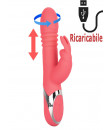 Vibratore Rabbit in Silicone Rosa con Rotazione, Spinta e Bunny 25 x 3,75 cm.