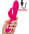Vibratore rabbit in silicone rosa con bunny ricaricabile USB 22,5 x 5 cm.