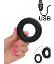 Link Up - Anello Fallico Vibrante in Silicone Nero Ricaricabile USB con Anello Secondario