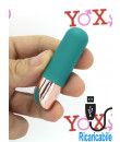 Bullet impermeabile stimola clitoride in silicone turchese ricaricabile con USB 6,5 x 1,9 cm.