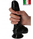 Fallo realistico Made in Italy color nero con ventosa e glande semi scoperto 16 x 3,5 cm.