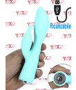 Pave Victoria - Vibratore Rabbit in Silicone 19 x 3,7 cm. Azzurro Acqua Ricaricabile con USB