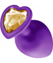 Cuneo Anale in Silicone Viola con Gemma a Forma di Cuore Oro 8 x 3,5 cm.