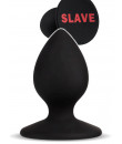 Cuneo anale in silicone nero con scritta "SLAVE" rossa 6,3 x 3,5 cm.