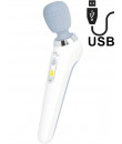 Naomi Wand - Massaggiatore Magic Wand con Testa in Silicone Ricaricabile Bianco e Grigio