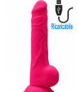 Vibratore Ultra Realistico in SIlicone Dual Density Ricaricabile USB 20 x 4,2 cm. Rosa Fluo