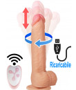 Vibratore Rotante con Spinta Realistico in Silicone 23,5 x 3,7 cm. Ricaricabile con USB