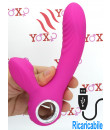 Vibratore riscaldante rabbit in puro silicone con succhia clitoride ricaricabile USB 18 x 3,5 cm.