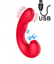 Shiva - Vibratore Punto G, Pulsazioni e Succhia Clitoride in Silicone 16,8 x 4 cm. Rosso Ricaricabile USB