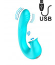 Hydra - Vibratore Punto G, Pulsazioni e Lecca Clitoride in Silicone 16,8 x 4 cm. Azzurro Ricaricabile USB