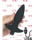 Spear - Cuneo Anale Vibrante da Passeggio in Silicone 14 x 3,5 cm. Ricaricabile USB Nero