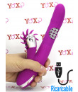 Vibratore rabbit con sfere rotanti e rotella lecca clitoride in silicone ricaricabile USB 24 x 3,5 cm.