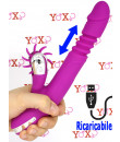 Vibratore rabbit in silicone viola ricaricabile con USB con rotella lecca clitoride e funzione di spinta 24 x 3,5 cm.